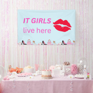 Blue Chic Girls Party Lipstick Dorm Sign