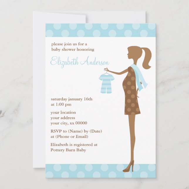 Blue Chic Mum To Be Baby Shower Invitation (Front)