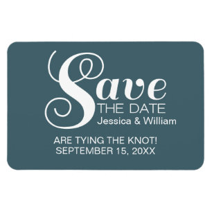 Blue Chic Typography Save the Date Magnet