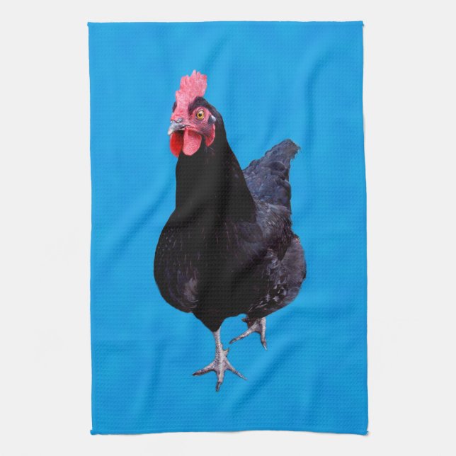 Blue Chicken Strut,  Dish Towel (Vertical)