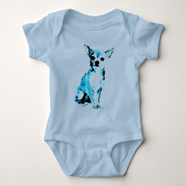 Blue Chihuahua Cute Baby Bodysuit (Front)