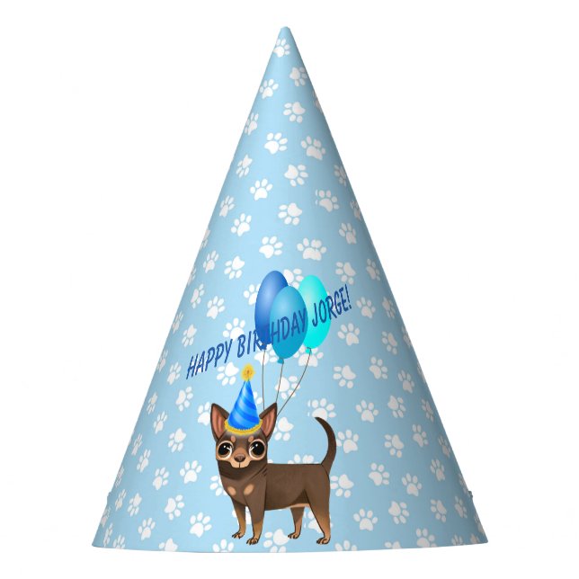 Blue Chihuahua Party Hat (Front)