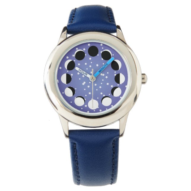 Blue Children's Moon Phase Astronomy Watch (Front)