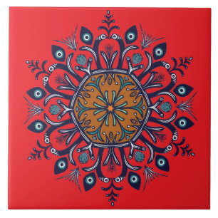 Blue china design. What do you see Tile