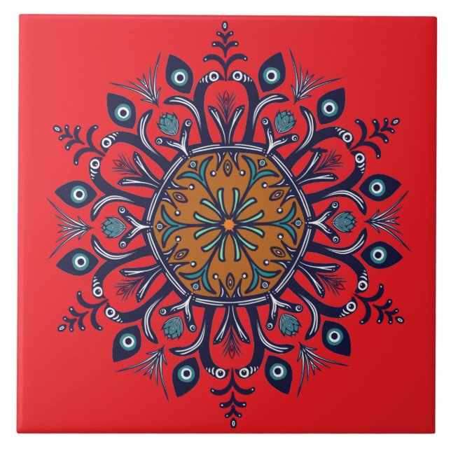 Blue china design.  What do you see Tile (Front)