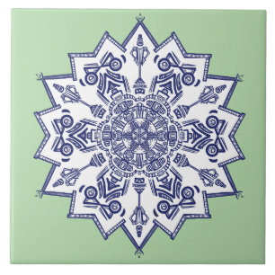 Blue china design. What do you see Tile