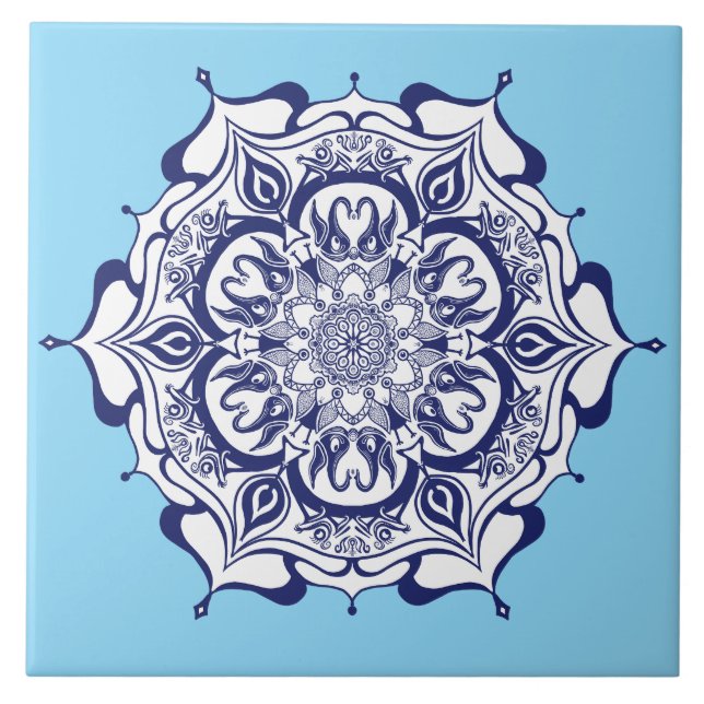 Blue china design.  What do you see Tile (Front)