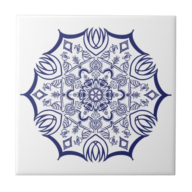 Blue China designs Tile (Front)