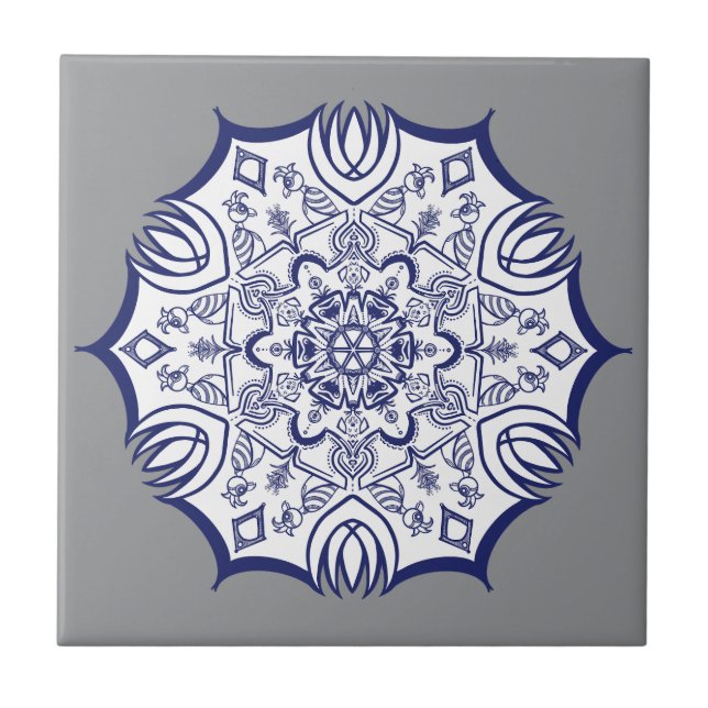 Blue China designs Tile (Front)
