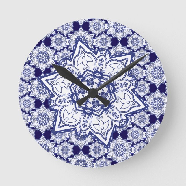 Blue china monsters round clock (Front)