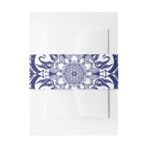 Blue China Style with creatures Invitation Belly Band