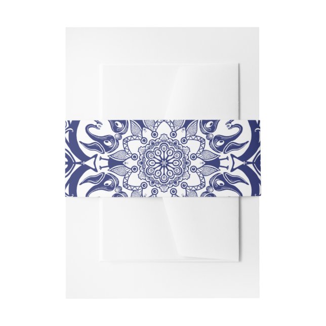 Blue China Style with creatures Invitation Belly Band (Front Example)