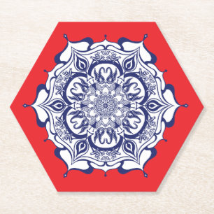 Blue China Style with creatures Paper Coaster