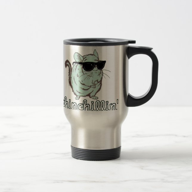 Blue Chinchillin Chinchilla Travel Mug (Right)