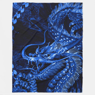Blue Chinese Dragon Art Fleece Blanket