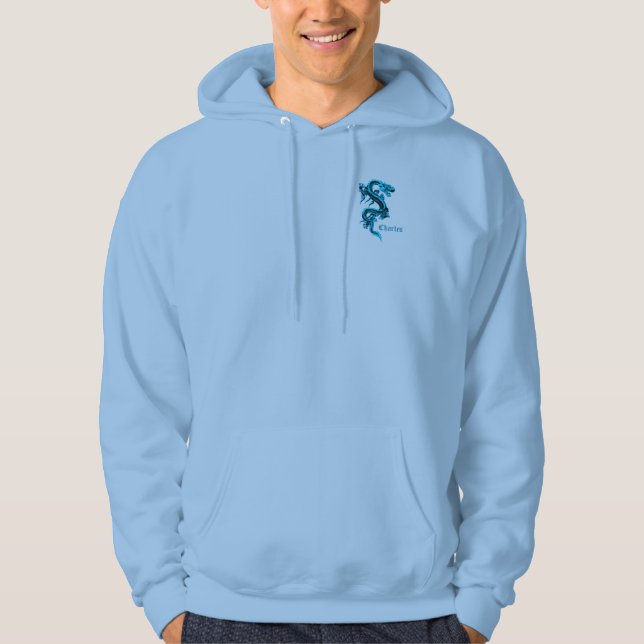 Blue Chinese Dragon Custom Hoodie (Front)