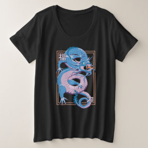Blue Chinese Dragon Plus Size T-Shirt