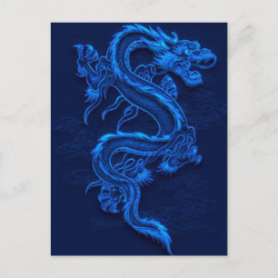 Blue Chinese Dragon Postcard