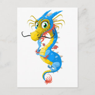 Blue Chinese Dragon Unique Postcard
