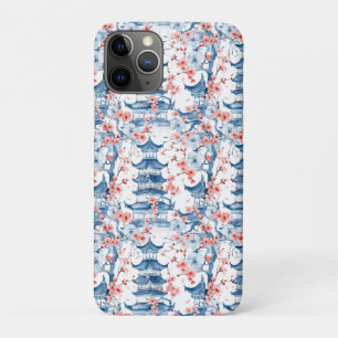 Blue Chinese Pagoda Cherry Blossom Pattern Case-Mate iPhone Case
