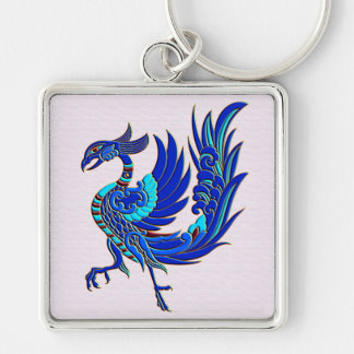Blue chinese phoenix key ring