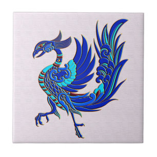 Blue chinese phoenix tile