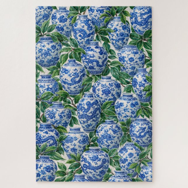 Blue Chinese Porcelain Ginger Jar Jigsaw Puzzle (Vertical)