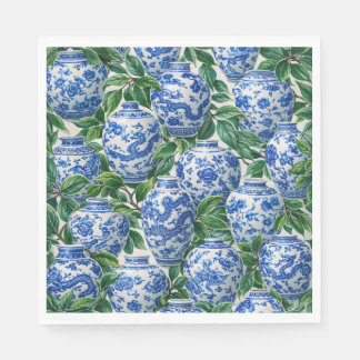 Blue Chinese Porcelain Ginger Jar Napkin