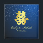Blue Chinese wedding snowflake double happiness Magnet<br><div class="desc">Realise your dream wedding with an oriental touch! You can customise the design by adding your names and wedding date etc. You are also welcome to reach out to me for any special design which is uniquely for you. Double happiness symbol and red decorations are the must have items for...</div>