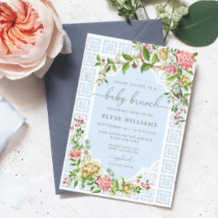 Blue Chinoiserie Baby Brunch Invitation - Trianon