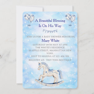 Blue Chinoiserie Baby Shower Invitation