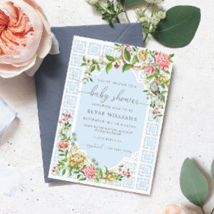 Blue Chinoiserie Baby Shower Invitation - Trianon