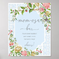 Blue Chinoiserie Baby Shower Mum-osa Bar Sign