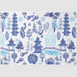 Blue Chinoiserie Blue Flow Decoupage  Tissue Paper