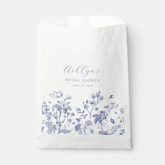 Blue Chinoiserie Bridal Shower Favour Bag (Front)