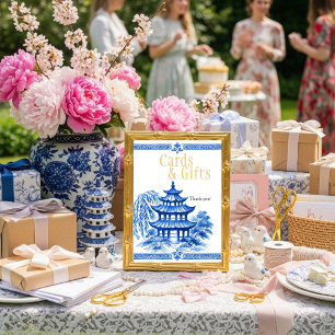 Blue Chinoiserie Cards & Gifts Sign 