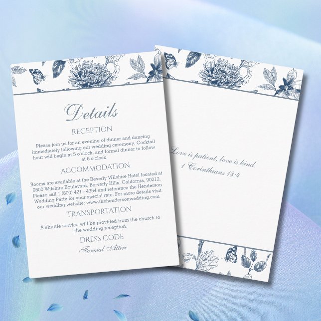 Blue Chinoiserie Christian Wedding Details   Enclosure Card (Creator Uploaded)