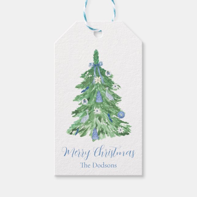 Blue Chinoiserie Christmas Gift Tags (Front)