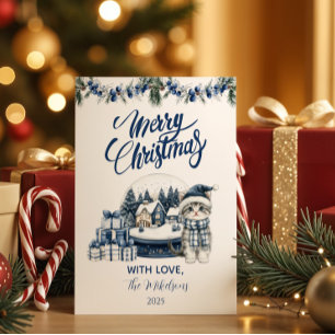 Blue Chinoiserie Christmas Holiday Card