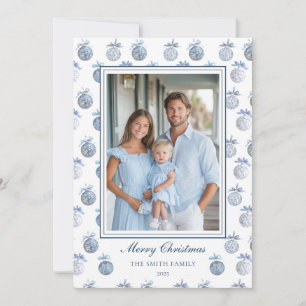 Blue Chinoiserie Christmas Ornament Grandmillenial Holiday Card