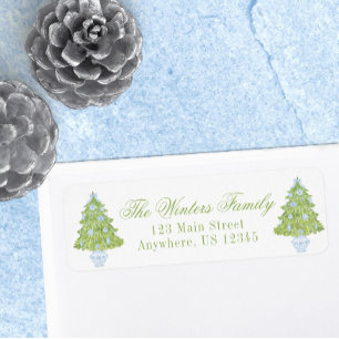 Blue Chinoiserie Christmas Tree Address