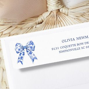 Blue Chinoiserie Coquette Bow Return Address
