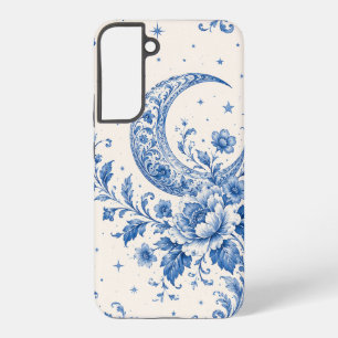 Blue Chinoiserie Crescent Moon Floral Phone Case
