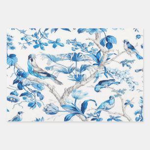 Blue Chinoiserie Decoupage Wrapping Paper Sheets