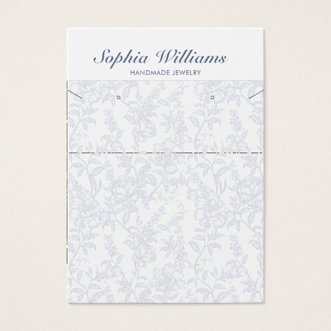 Blue Chinoiserie Earring and Necklace Display Card (Front)