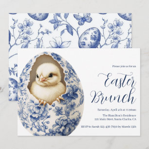 Blue Chinoiserie Egg Easter Brunch Invitation