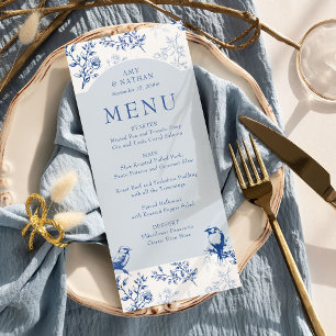 Blue Chinoiserie Elegant Floral Wedding Menu