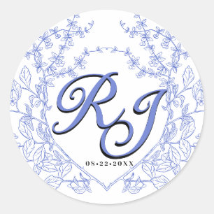 Blue Chinoiserie Elegant Script  envelope seal