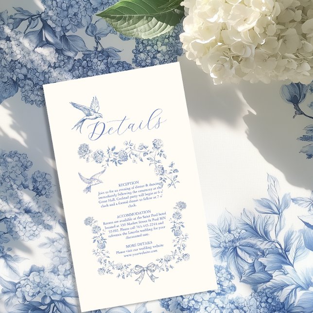 Blue Chinoiserie Floral Botanical Wedding Enclosure Card (Creator Uploaded)