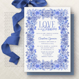 Blue Chinoiserie Floral Bridal Shower Invitation